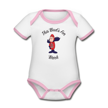 Load image into Gallery viewer, Organic Contrast Short Sleeve Baby Bodysuit - white/pink