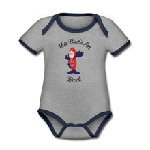 Load image into Gallery viewer, Organic Contrast Short Sleeve Baby Bodysuit - heather gray/navy