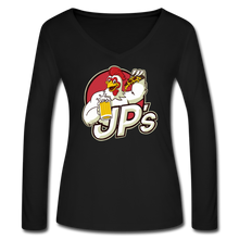 Load image into Gallery viewer, Women’s Long Sleeve  V-Neck Flowy Tee - black